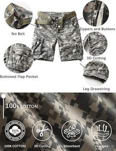 กางเกงขาสั้นคาร์โก้ผ้าฝ้าย100% สำหรับผู้ชายผ้าสัมผัสนุ่มสำหรับสตรีทแวร์และกลางแจ้งสไตล์ทึบติดโลโก้ได้ตามต้องการ - Product Image 3