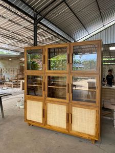 Muebles contemporáneos Gabinete de madera de teca maciza Hutch Gabinete de exhibición Gabinetes de almacenamiento Armario de cocina para comedor Dormitorio - Product Image 3