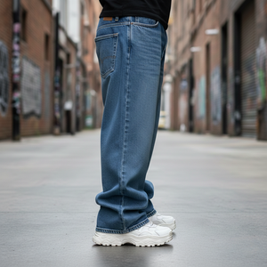 Pantalons de survêtement pour hommes personnalisés, taille mi-haute, 100% coton, écologiques, coupe ample, jambes larges, taille plus, pantalons de jogging - Product Image 6