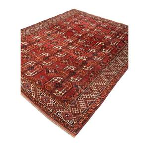 Alfombras de Lana Anudadas a Mano Kiaan de Gran Tamaño, Rectangulares de 9x12, con Patrón Geométrico Abstracto para Entrada, Pasillo, Modelo Paem-113, Rojo Naranja - Product Image 2