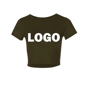 Haut court personnalisé à col en O pour femmes, t-shirt d'été décontracté, basique, sexy, streetwear, hauts noirs à manches courtes - Product Image 6