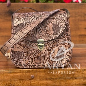 Bolso cruzado de cuero tallado con estilo para mujer, nuevo diseñador, bolso cruzado de cuero genuino occidental de alta calidad, bolso de vaquera - Product Image 1