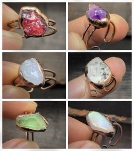 Tinh thể nguyên đá vòng Birthstone Bronze mở Opal Vòng có thể điều chỉnh kích thước pha lê đá quý 12 cung hoàng đạo đá quý Vòng cho món quà - Product Image 5