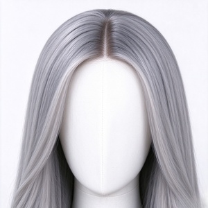 Perruque synthétique longue grise ondulée pour cosplay, résistante à la chaleur, fabriquée à la machine pour Halloween, fêtes et scène - Product Image 3