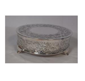 Soporte de pastel de metal de latón impreso con diseño de hoja terminada en relieve, chapado en oro de forma redonda, uso de artículos para el hogar y la fiesta - Product Image 1