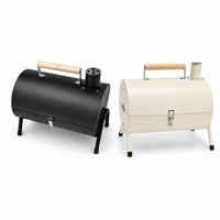 DON FELIZ Barbecue électrique portable en acier inoxydable avec double grille de cuisson, cheminée réglable, pieds amovibles et plaque en bois