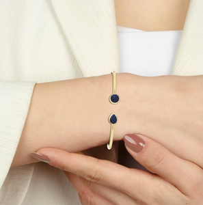 Pulsera Ajustable de Alta Gama con Baño de Oro de 18K, Diseño Multidruzy en Espiral, Engaste de Cabujón en Forma de Pera, Joyería Unisex de Moda - Product Image 2