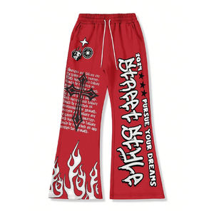 Trending <b>Fleece</b> Sweatpants Wholesale Customize Distressed Flared Pants <b>Trousers</b> - Product Image 5