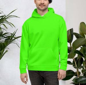 Sudadera con capucha unisex verde, Sudadera con capucha verde brillante, Sudadera con capucha de moda Neon Lime Green Yellow PULLOVER Style Fleece Collar Sublimación - Product Image 2