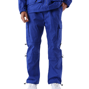 Pantalon cargo pour homme personnalisé, tissu en polyester tricoté brillant, style décontracté, coupe droite, cordon de serrage, broderie, léger, couleur moyenne - Product Image 1