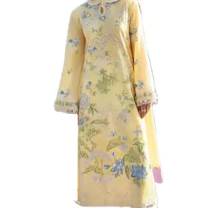 Setelan kain rumput wanita palazzo salwar kameez pakaian Festival wanita Muslim Pakistan India katun bordir Berat