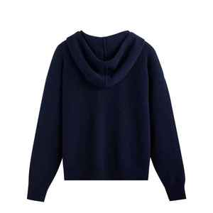 CUSTOM Trendy Gradient Hooded Knit <b>Cardigan</b> 100% Cashmere <b>Zip</b>-<b>Up</b> Custom Sporty Knitted Jackets for Autumn HOODIE - Product Image 5