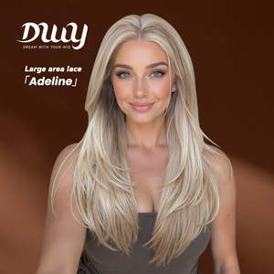 วิกผมสังเคราะห์สีบลอนด์ตรงแบบมีเลเยอร์  รุ่น Adeline- DWY 134  พร้อมเชือกผูกแบบโปร่งใส  สามารถปรับแต่งทรงได้ - Product Image 1