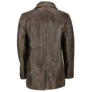 Abrigo de Hombre de Cuero Genuino a la Moda, Chaqueta Larga de Invierno Negra Hecha a Mano, Diseño Ajustado - Product Image 3