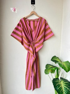 Caftan en coton kaftan de Bohème pour femmes caftan indien à rayures robe orientale vêtements de nuit robe maxi pour femmes cadeau pour sa robe - Product Image 5