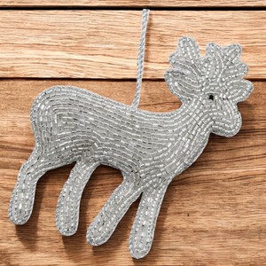 Adorno de Reno Hecho a Mano con Cuentas y Bordado Zari para Colgar en el Árbol de Navidad, Decoración del Hogar y Festiva - Product Image 1