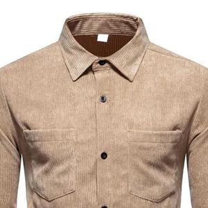 Chemises habillées en lin et polyester de haute qualité pour hommes, manches longues, col tournant et respirant, design tricoté et décontracté. - Product Image 5