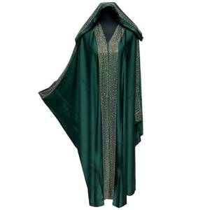 Luxe femmes ouvert devant Satin Abaya Jalabiya parole longueur robe de soirée taille naturelle perlée respirant et Anti-rides - Product Image 2