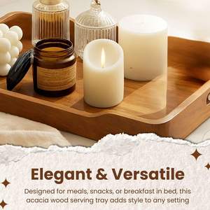 Plateau de service pliable en bois fait main avec poignée, design classique poli pour le salon, le petit-déjeuner, le café, les collations et le dîner - Product Image 2