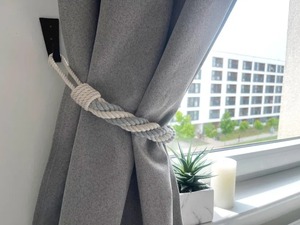Gray and White Cotton Rope <b>Curtain</b> Tieback Four Strand Twist Handmade <b>Holder</b> - Product Image 3