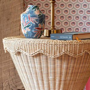 On-trend Natural Rattan <b>Side</b> <b>Table</b> With <b>Storage</b> Elegant Decorative Piece Rattan <b>Storage</b> <b>Side</b> <b>Table</b> With Beautiful Scalloped Lid - Product Image 5
