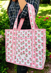 Bolsa de Mano Larga Acolchada de Algodón con Rayas, Hecha a Mano en India para Mujer, con Cierre de Cremallera y Correa para el Hombro para Viajes - Product Image 3