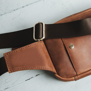 Riñonera de cuero PU genuino cruzado Riñonera Correas ajustables Riñonera de cuero vintage Unisex - Product Image 3