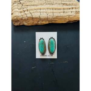 Elouise Kee Royston Turquoise & Sterling Silver Stud <b>Earrings</b> Bezel Setting <b>Post</b> <b>Earring</b> - Product Image 1