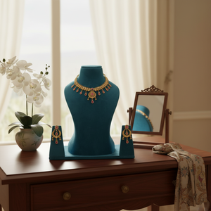 Conjunto de Joyería de Imitación Polki Heritage, Chapado en Oro de 18K, Collar y Aretes de Latón para Novia, Joyería de Moda para Bodas y Fiestas - Product Image 3