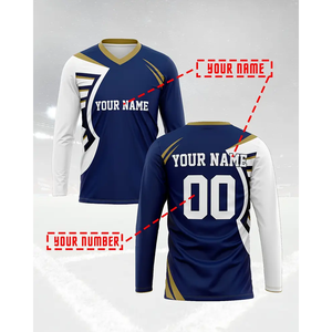 High Quality Adult American Soccer Jersey Tops OEM Service Automated Cutting <b>Football</b> Jersey Blue & <b>White</b> Color - Product Image 2