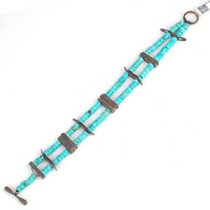 Turquoise Stone and <b>Silver</b> Crystal <b>Bracelet</b> Elegant <b>Bangles</b> for Women - Product Image 2