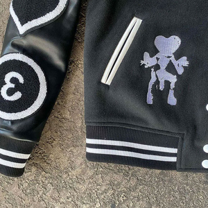 Chaqueta Universitaria de Béisbol con Mangas de Cuero y Bordado Chenille Personalizado OEM para Hombre, Venta al por Mayor, MOQ Bajo, Precio Económico - Product Image 5