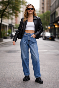 Jean en denim taille haute coupe mom pour femme – Décontracté, ample, confortable, élégant, coloré et personnalisable, toutes saisons - Product Image 5