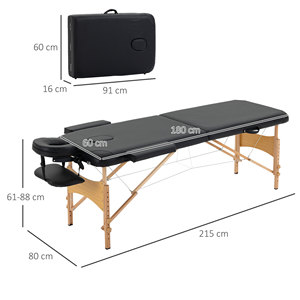 Table de massage pliante professionnelle HOMCOM avec hauteur réglable et sac de transport, noir - Product Image 3