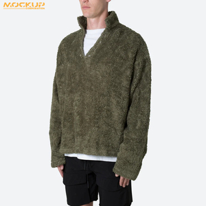 Design personnalisé chaud polaire surdimensionné blanc pull-over pull hommes 100% polyester polaire Sherpa à capuche couleur unique - Product Image 4