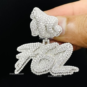 10K <b>Gold</b> Iced Out Lab Grown Diamond Christian Custom Unisex Hip Hop Round Brilliant Cut <b>Number</b> Pendant - Product Image 1