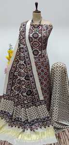 Ropa festiva Ropa DE BODA Celebraciones tradicionales Conjunto de piezas de traje con estampado de bloque de mano Ropa india y pakistaní - Product Image 3