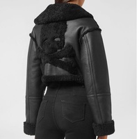 Blouson bombardier noir en peau de mouton pour femme, nouveau Style en peau de mouton, blouson noir en fausse fourrure