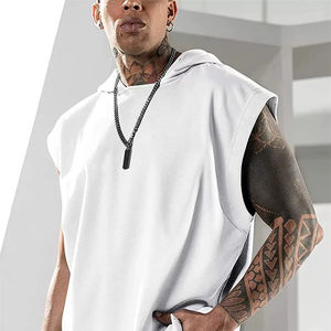 2025 Summer Men's Fashion <b>Hoodie</b> High Quality Fleece Eco-Friendly Polyester/Cotton <b>Sleeveless</b> Vest for Leisure Fitness Street - Product Image 6