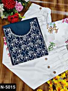 Indian Casual and Daily Wear Fancy Rubi Cotton With <b>Wooden</b> <b>Button</b> and Embroidery Work with Crepe with Digital Printed Dupatta - Product Image 5