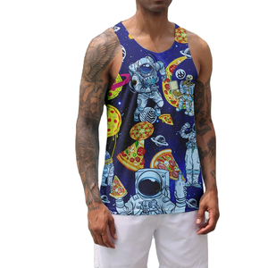 Camiseta de tirantes de algodón 100% para hombre, ropa de playa de verano sin mangas con estampado de piña 3D de punto transpirable de talla grande - Product Image 1