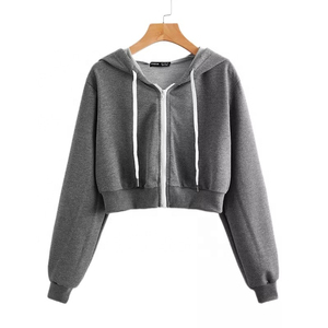 เสื้อครอปฮู้ดดี้ผู้หญิง เนื้อผ้านุ่ม 100% ผ้าฝ้ายเทอร์รี่ ล้างสีแบบแอซิด ดีไซน์ด้านหน้า เหมาะสำหรับใส่ลำลองหรือออกกำลังกาย รับสกรีนโลโก้ มีหลายสีให้เลือก - Product Image 5