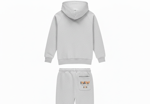Conjunto de Sudadera con Capucha y Pantalones Deportivos de Forro Polar para Otoño, Color Gris Naranja Sólido, Estilo Urbano, Ecológico, 100% Poliéster, para Hombre - Product Image 4