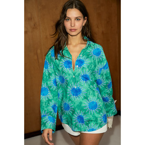 GRIMELANGE MAIA Camisa de corte regular con detalle estampado en mezcla de lino para mujer - Product Image 4