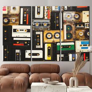 Retro Vintage Cassette Art Printed Canvas - Music Themed Wall Decor,3P:Gallery <b>Wrapped</b> - Product Image 1