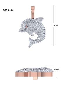 Dolphin Lab Grown Diamond Pendant Pave Set 14K White & Rose <b>Gold</b> Ocean <b>Jewelry</b> Gift 0.65 Round Cut Diamond Pendant - Product Image 5
