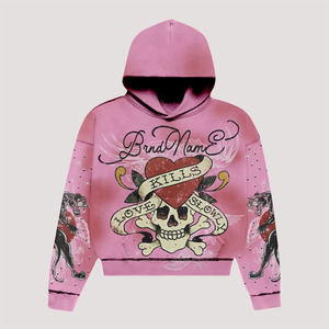 2025 Wholesale Pullover Gym Fitness 350 GSM Fleece 100% Cotton High Quality Plus Size Hoodies Men Custom Logo Embroidery Hoodies - Product Image 2