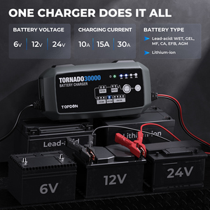 TOPDONT30A産業用カーバッテリー充電器6V12V 12V/24V自動ジェル30 Amカーバッテリー修理および充電器 - Product Image 3