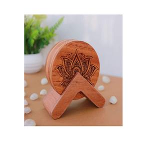 Sous-verres en bois de noyer naturel de style classique avec logo personnalisable pour la décoration de table et les cadeaux de fête à la maison et au bureau - Product Image 5
