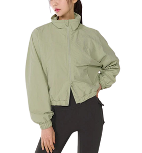 Veste coupe-vent pour femme en polyester, entièrement zippée, tricotée, respirante, coupe-vent, logo de marque brodé, taille plus, tissu mémoire - Product Image 4